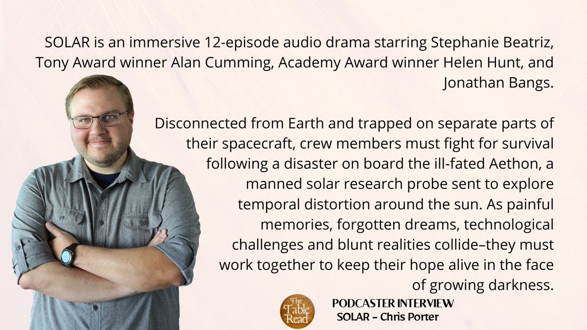 the_table_read's tweet photo. On The Table Read, Chris Porter @mgnfcntbeast and @TheJennyCurtis discuss their popular SOLAR podcast, featuring Alan Cumming, Stephanie Beatriz, Jonathan Bangs, and Helen Hunt.

#solar #solarpodcast #podcastrecommendations #drama #scifi #fictionpodcast

https://t.co/5Gxm9pycI9 https://t.co/Kla7XlKE7Z