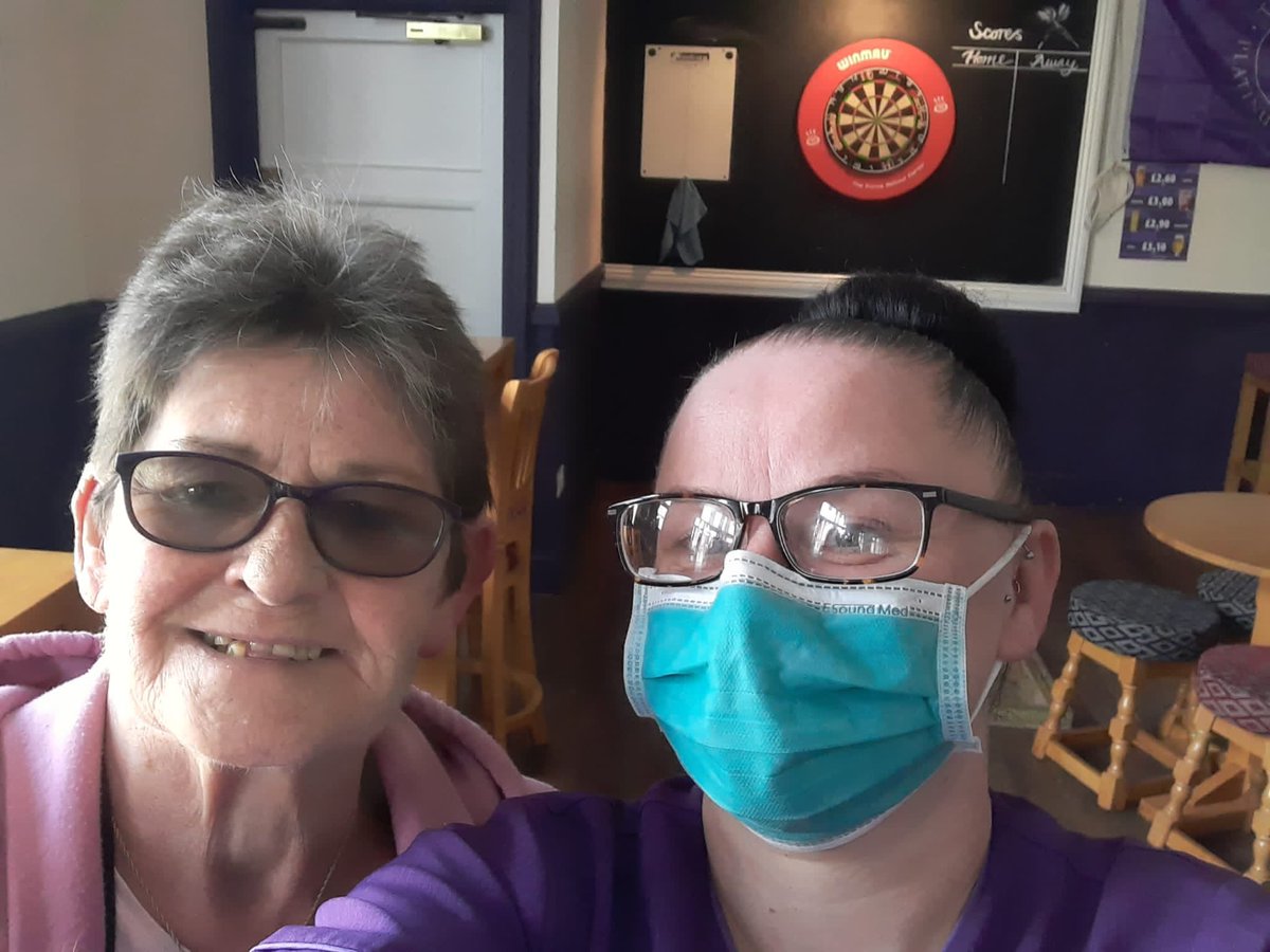 GodivaLodge's tweet photo. Thank you colleague, Lyndsey at #GodivaLodge for sending me these photos of a Friday lunch time a trip to the local pub for a shandy and a game of darts....mags said she hadn't played for a few years....Well I can say she well and truly loved it ♡
~Emma @AnchorLaterLife https://t.co/A8nQgwqLmU