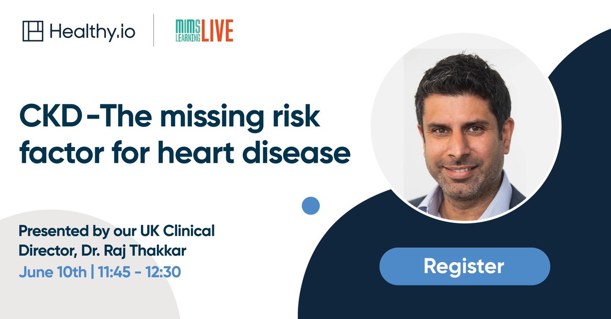 Healthy.io (@healthyio1) on Twitter photo If you are attending <a href="/mimslearning/">MIMS Learning 💙</a> in London, don't miss Raj Thakkar's session on “CKD - The missing risk factor for heart disease,” taking place on June 10th at 11:45 local time. You can still register for the event here: bit.ly/3mm3TQv If you are attending <a href="/mimslearning/">MIMS Learning 💙</a> in London, don't miss Raj Thakkar's session on “CKD - The missing risk factor for heart disease,” taking place on June 10th at 11:45 local time. You can still register for the event here: bit.ly/3mm3TQv