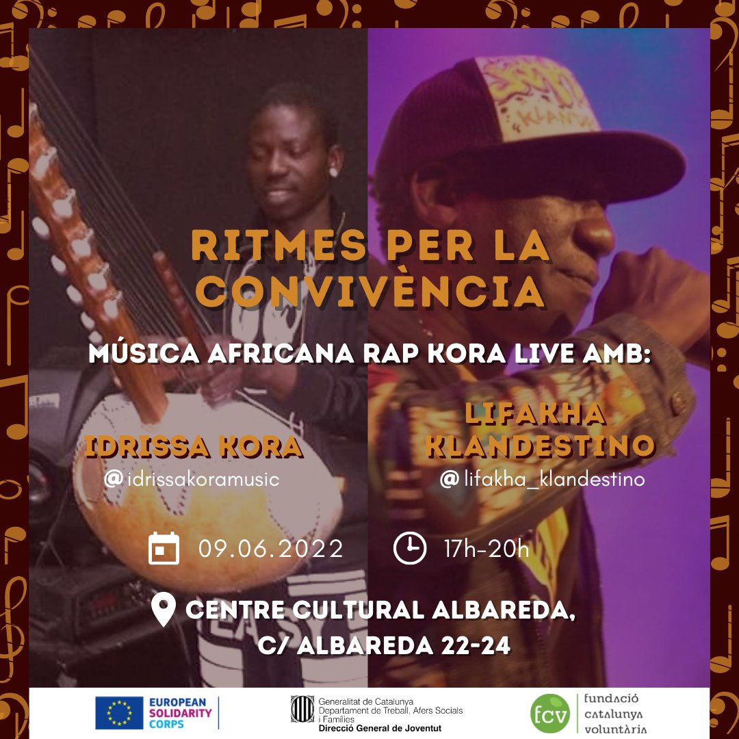 TOCA BALLAR DE NOU!🔥
Dijous dia 9 de juny us esperem al Centre Cultural Albareda per cantar, ballar i connectar al ritme de música del Senegal. 
No us ho podeu perdre! 
La sessió és gratuït i per participar és necessari estar registrat: docs.google.com/forms/d/e/1FAI… 😊