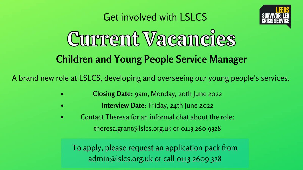 Current vacancies include crisis support workers at Safe Zone and Dial House at Touchstone, and the Children and Young Person's Services Manager. Please share and don't hesitate to get in touch for more info or to apply!