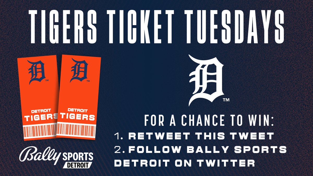 🎟️ TIGERS TICKET TUESDAYS 🎟️

Win tickets to a ⚾ game this summer!

How to enter:
➖Retweet this tweet
➖Follow @BallySportsDET

We'll tag a winner later today.

No purchase necessary. MI and OH residents only. 18+. See full rules at bit.ly/TigersContest

#DetroitRoots