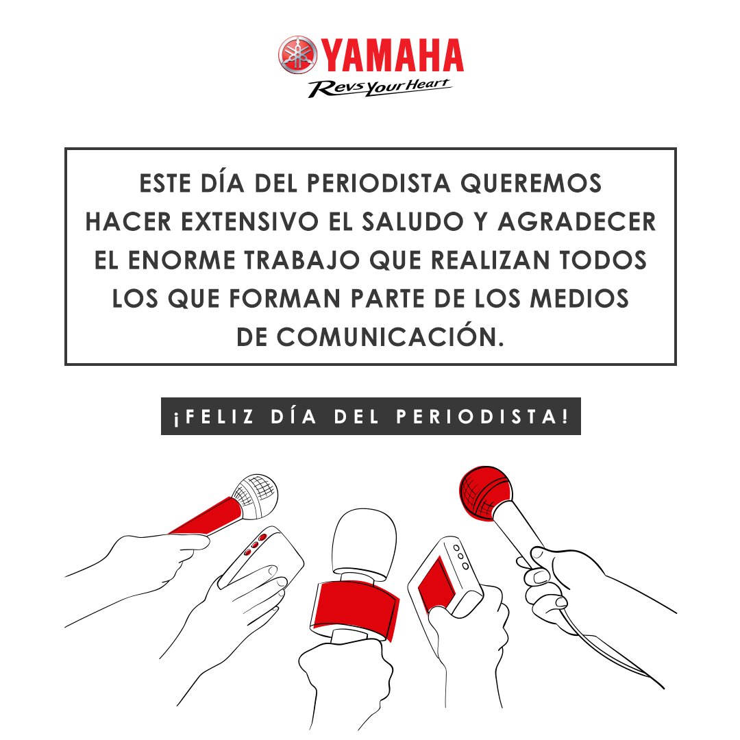 YamahaMotorArg's tweet photo. Saludamos a todos los periodistas en su día. ¡Feliz día!
#diadelperiodista #periodista https://t.co/ltQIp5sr1A