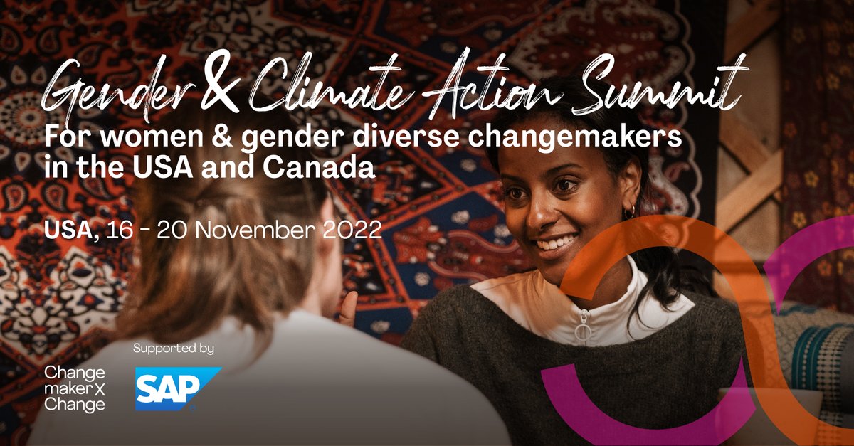 📢 Calling young WOMEN &amp; GENDER DIVERSE CLIMATE ACTIVISTS &amp; CHANGEMAKERS in the USA &amp; Canada

Join the GENDER &amp; CLIMATE ACTION SUMMIT in New York, 16 – 20 November 2022, and later join a dynamic online capacity-building programme &amp; our global community.

changemakerxchange.org/apply