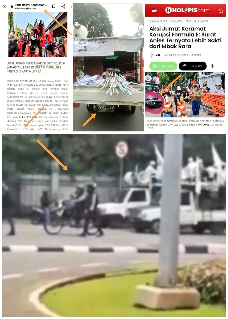 Dipake demo FPI KW 
Dipake demo tolak Formula E
Dipake demo kader banteng
#B9352MW

Mobil komando ada dimana2, peserta aksi ditandai pita kode &amp; dapat pengawalan aparat

Tolong ini dijelaskan YTH Prof <a href="/mohmahfudmd/">Mahfud MD</a> 🙏🙏