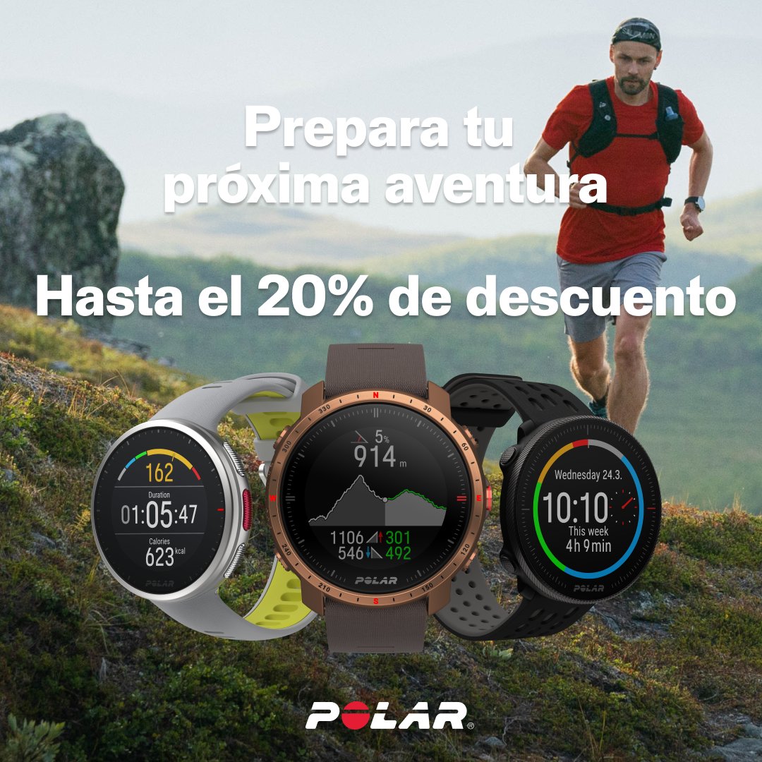 Prepara tu próxima aventura con Polar y aprovecha el descuento de hasta el 20% en la mejor selección de productos. Es hora de disfrutar al máximo del deporte al aire libre.
Más información en <a href="/solucionesdepor/">SOLUCIONESDEPORTIVAS</a> 
info@solucionesdeportivas.es 
<a href="/polarspain/">Polar Spain</a> 
#ofertaspolar