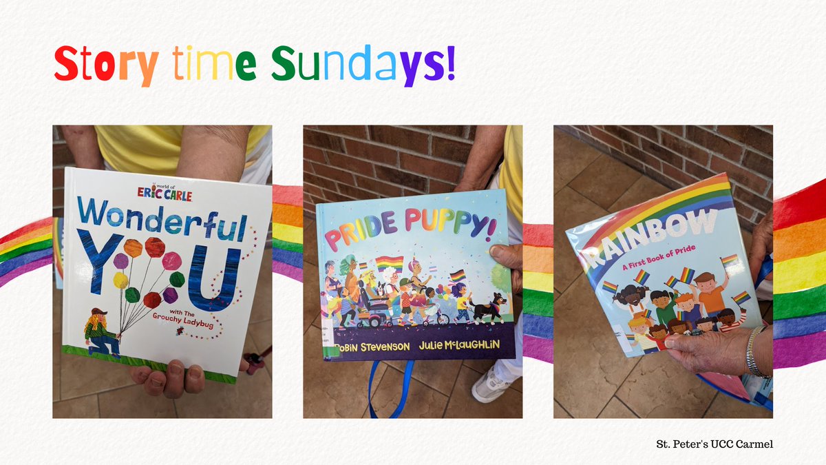 We were so excited to celebrate Pride at #CarmelPride this week! We met so many wonderful people who were seeking connection and love and support. Another way we are celebrating Pride is a storytime during worship each week. Check out the books we read this past Sunday!