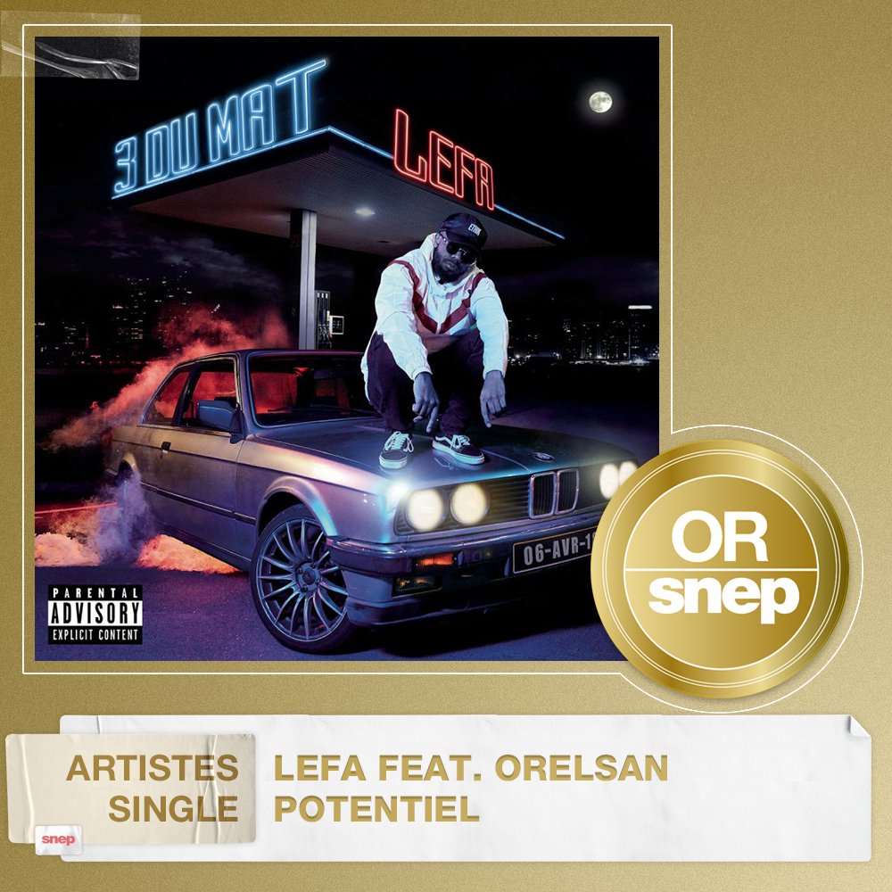 snep's tweet photo. Le titre "Potentiel" de Lefa &amp; Orelsan est certifié Single Or ! 📀

15 000 000 équivalents streams 🎧

Bravo ! 👏 https://t.co/svBmb6XNgB