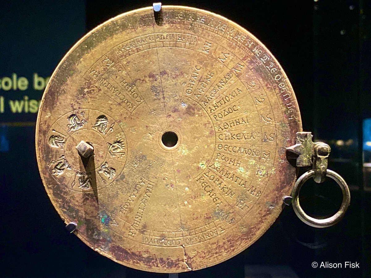 #Thread
The Byzantine sundial-calendar, AD 400-600. The second oldest known geared mechanical calendar in the world, the first being the famous Antikythera Mechanism. It is inscribed in ancient Greek with latitudes for use in 16 different locations. 📷: © Alison Fisk
#Archaeology