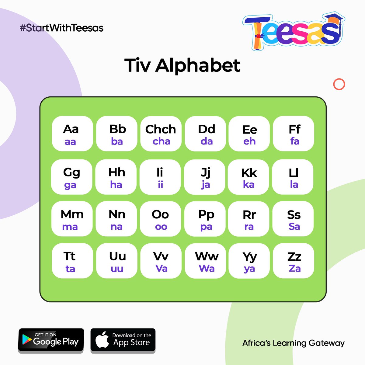 teesaseducation's tweet photo. Tiv basics! Learn indigenous languages such as Yoruba, Bini, Ijaw, Igbo, French, Ibibio, Hausa, and Tiv when you subscribe to the Teesas Education App.
Let's see you write your name in Tiv!
#teesasapp #learningapp #tivlanguage https://t.co/htEZuTJrp7