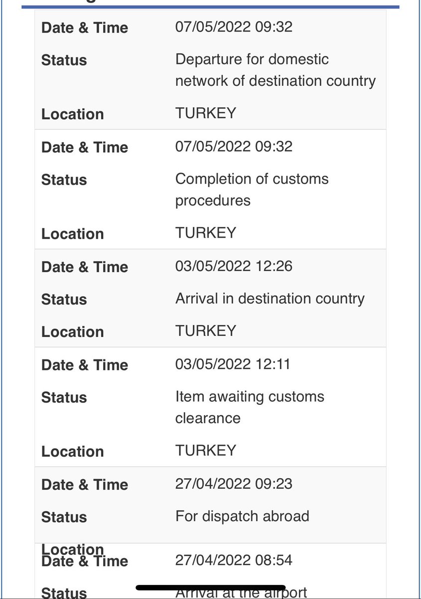 Qsteffanii's tweet photo. @PTTKurumsal please tell me how to report a lost package sent to Turkey from Greece. I have tracking from Greek ELTA PTT and no news for a month. https://t.co/GgzmN6rgrV