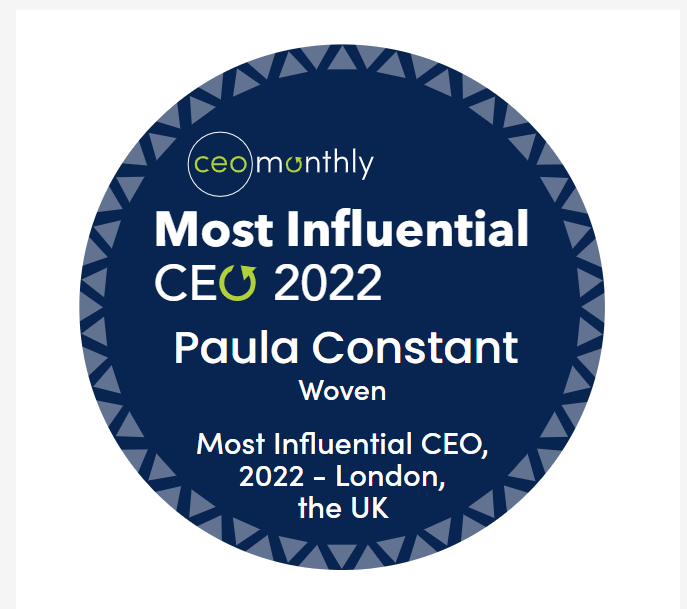 heywoven's tweet photo. We are so excited that @AI_Global_Media have named Paula Constant Most Influential CEO, 2022 - London, the United Kingdom!🎉
Read their article: The Path To Constant Success on page 15👇
https://t.co/hlPfnpXNYt
#influentialceo #ceo #success #london #unitedkingdom #wearewoven https://t.co/3mrmlW8mlh