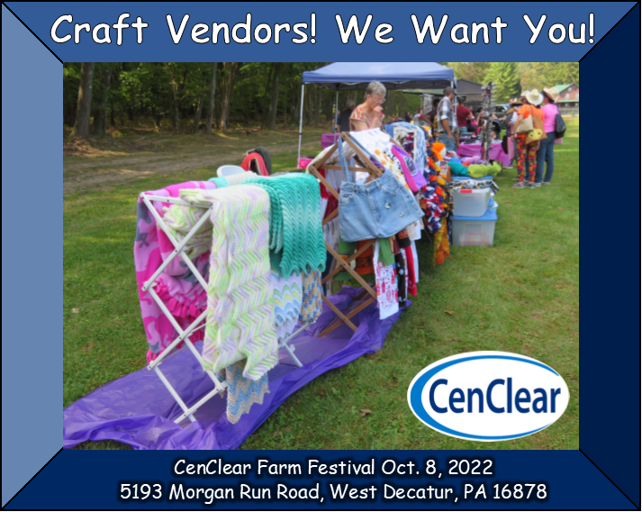 We are accepting vendors for our Family Fall Festival! Learn more by contacting Chris Glace at cglace@cenclear.org or by calling 1-800-525-5437 and asking for Chris Glace
#craftvendors #cenclear #fallfestivals #cenclearfallfestival #pennsylvaniacrafts