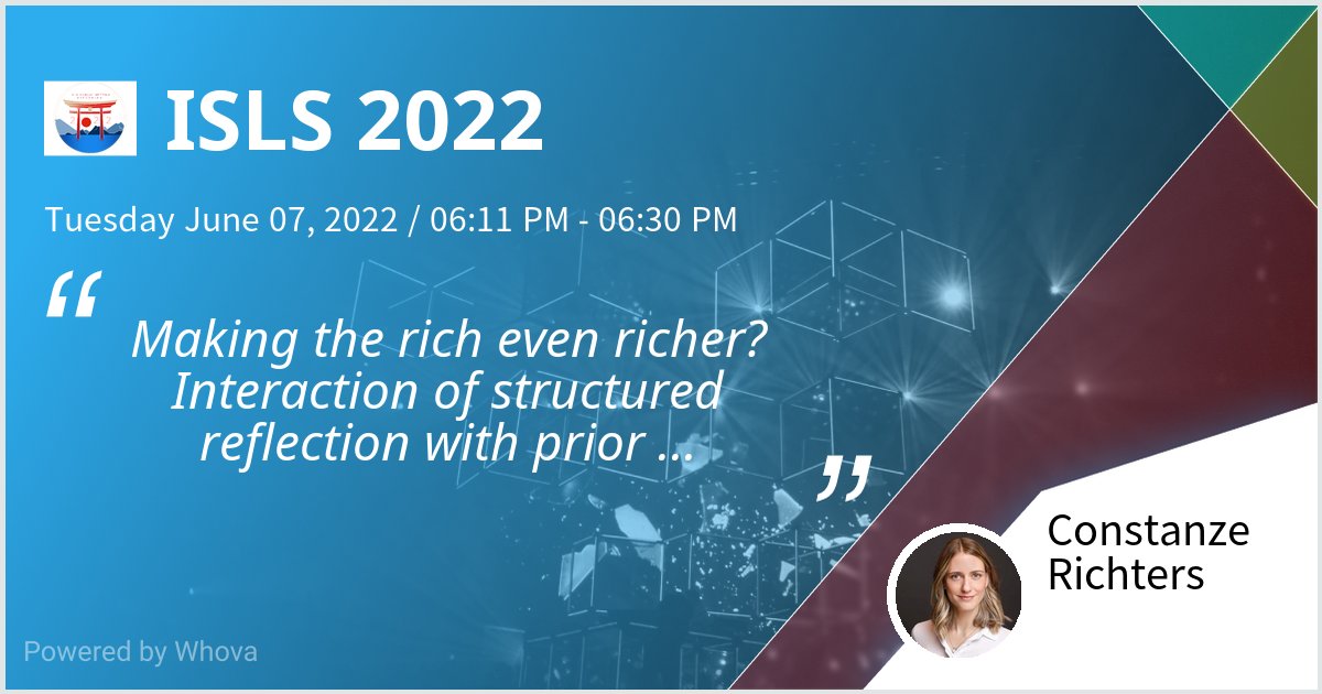 cc_richters's tweet photo. Thank you for giving me the opportunity to speak at ISLS 2022. Please feel free to check out my talk if you're attending the event! #ISLS2022 https://t.co/XJ8dd4lKZg