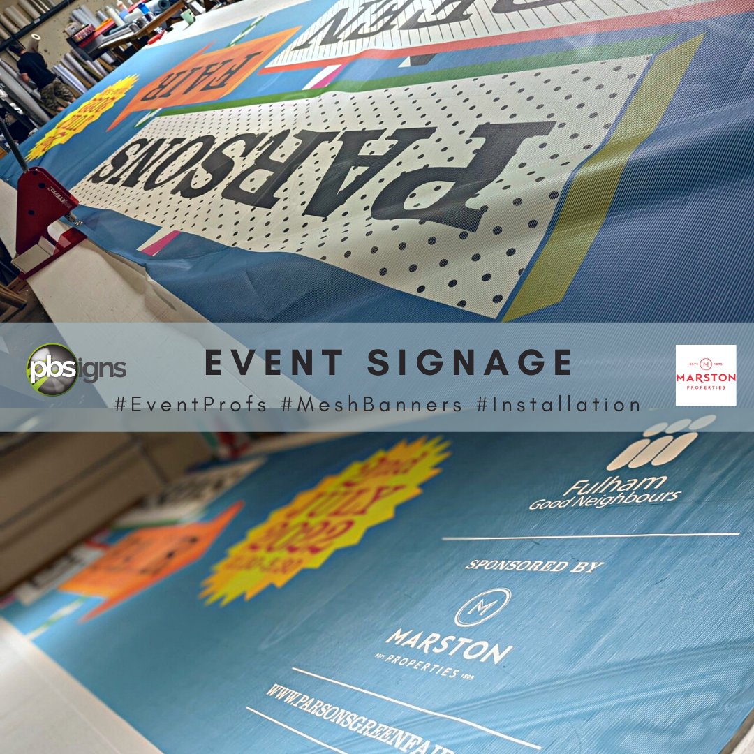 pb_signs's tweet photo. The banners are up for Marston Properties' Parsons Green Fair 2nd July! ππ
#EventProfs #MeshBanners #Installation #SignFitting #EventSignage
@FulGdNeighbours #ParsonsGreenFair https://t.co/97QjcWF2NB