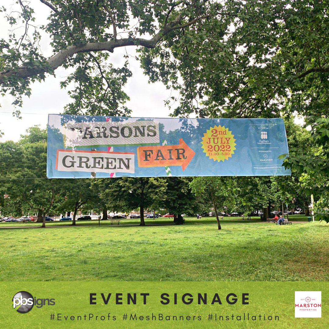 pb_signs's tweet photo. The banners are up for Marston Properties' Parsons Green Fair 2nd July! ππ
#EventProfs #MeshBanners #Installation #SignFitting #EventSignage
@FulGdNeighbours #ParsonsGreenFair https://t.co/97QjcWF2NB