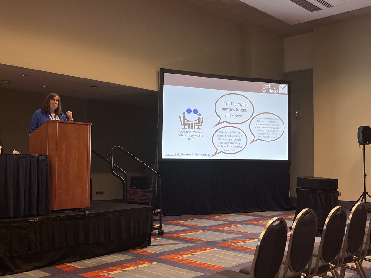 atkins_hsrd's tweet photo. Great presentation by Sara Landes on implementation of Caring Contacts. Amazing example of broad collaboration, partner and Veteran engagement, and iterative learning. A true Learning Health System. https://t.co/x7pxUMznBN