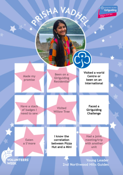ggmiddxnw's tweet photo. #VolunteersWeek Bingo: "I joined as a DofE helper &amp; have loved being a part of the unit. I recently went on a camping trip with 3 units to Lees Wood where I met other Young Leaders. I felt inspired and now I have started my Young Leaders Qualification." Prisha 2nd Northwood Hills https://t.co/C9dIPrLjUx
