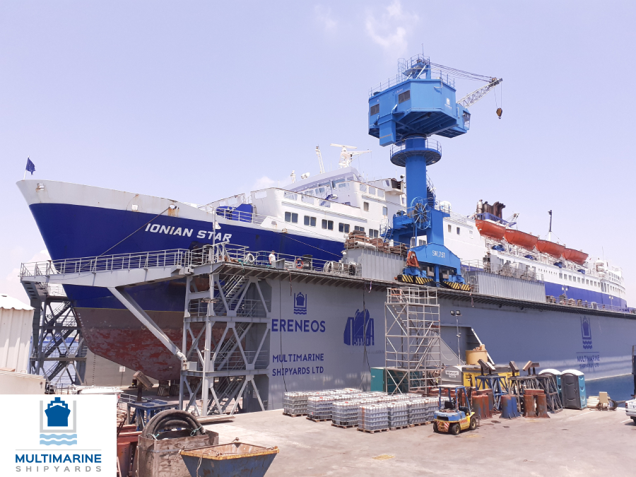 multimarine_cy's tweet photo. The Ro-Ro/Passenger Ship IONIAN STAR is at #MultimarineShipyards floating dock #ERENEOS for some TLC before she starts her ferry trips between #Cyprus & #Greece.
#certified #services #Maritime #vesselrepair #roro #passengership #ferry #propeller #MultimarineServicesLtd https://t.co/nSia6en98y