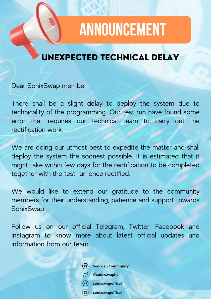 INFO: TECHNICAL DELAY