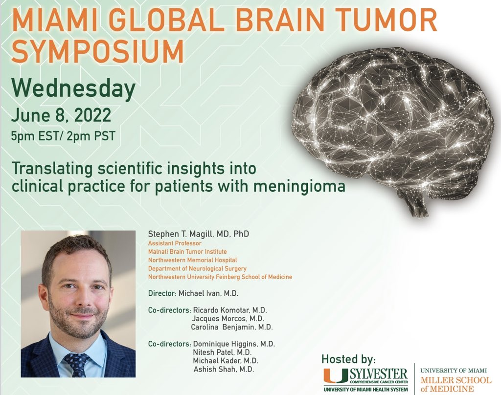 michaelivanmd's tweet photo. Looking forward to tomorrow’s MGBTS with Dr. Magill @StephenTMagill  discussing how to translate new scientific insights into the clinical management of meningiomas. Don’t miss it!⁣
⠀⁣
🆁🅴🅶🅸🆂🆃🅴🆁: at https://t.co/1j6JUcRdzt
@BrainTumorInst @NorthwesternU #Neurosurgery https://t.co/72UXR0wipQ