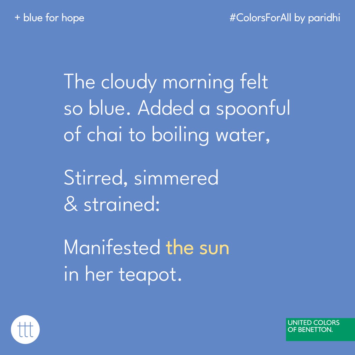 terriblytiny's tweet photo. In celebration of @benetton_india reaching 100k followers, we’re sharing stories of #ColorsForAll - because it’s you and us who make up this wonderful rainbow called life.

Stay tuned on @benetton_india's page for winner announcements! https://t.co/zhZo65urCt