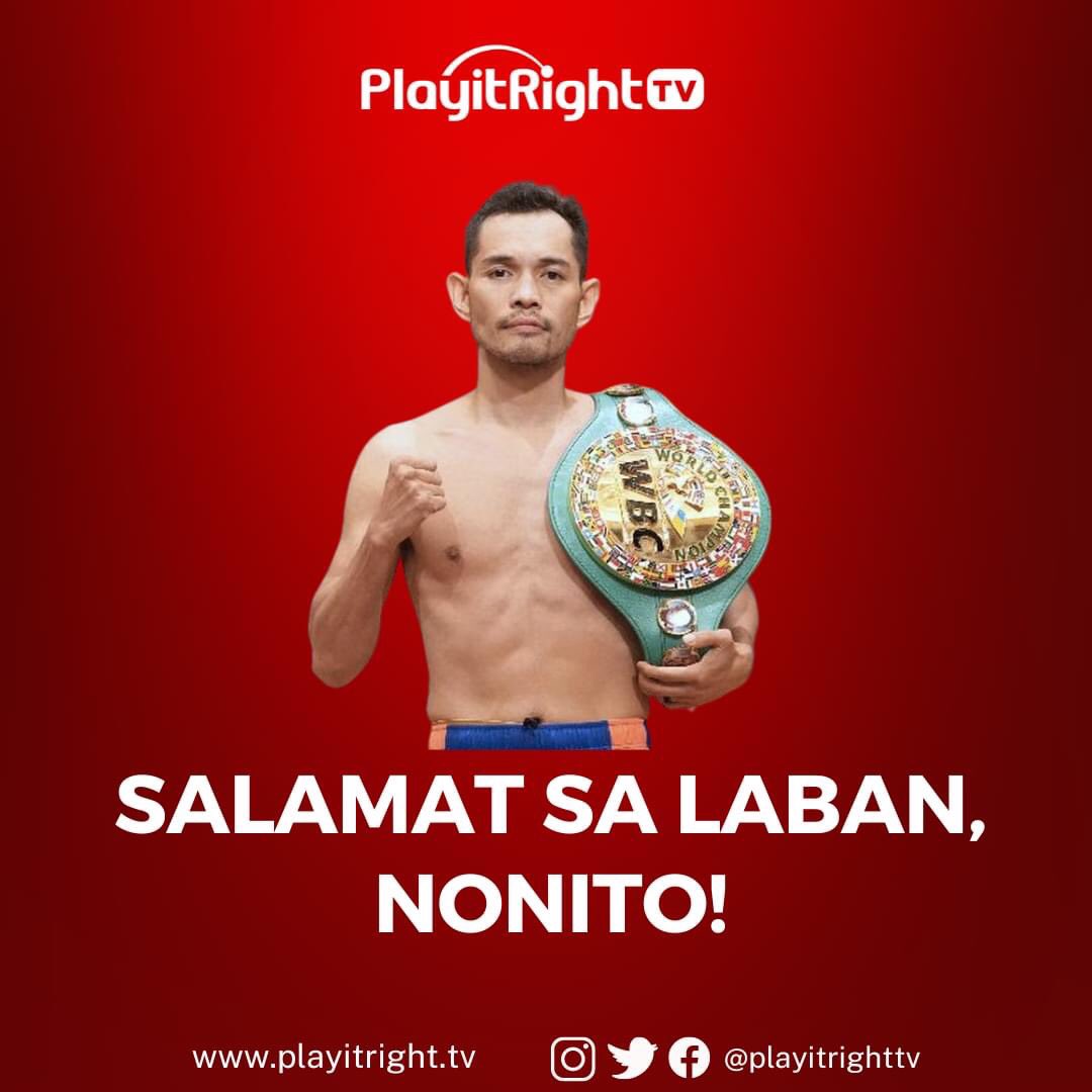 PlayitRightTV's tweet photo. Salamat sa laban, Nonito! Taas noo!
Naoya Inoue wins vs. Nonito Donaire via TKO 2nd round.
#PlayItRightTV
#PlayItRight
#NonitoDonaire
#FilipinoFlash
#donaireinoue2
#DonaireInoue https://t.co/03TQkVhDsF