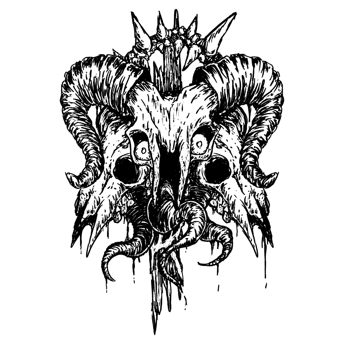 MalArts_'s tweet photo. I am not dead I've just been distracted by uni work and mostly video games. #art #digital #design #goatskull #tongue #blackmetal #metal #eyes #spikes https://t.co/zezwz8EVCX