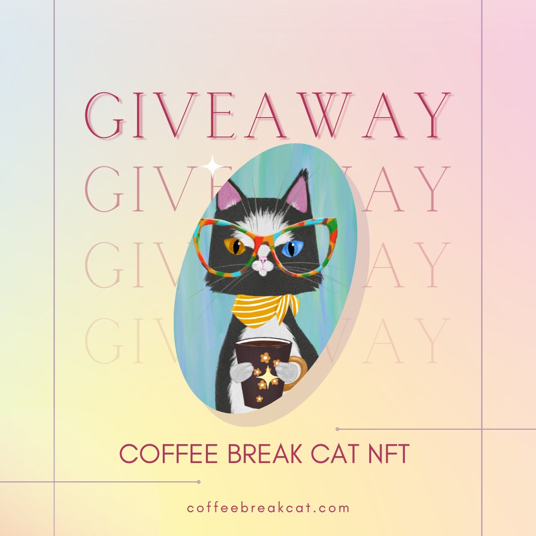 The NFT giveaways, Presale minting open now 💥
So, we are giving away 20 FREE NFTs 
To win: 
1️⃣ Just follow instructions on 
gleam.io/U9CeA/coffee-b…
Enjoy!
#coffeebreakcatNFT #NFTgiveaways #SonalanNFT