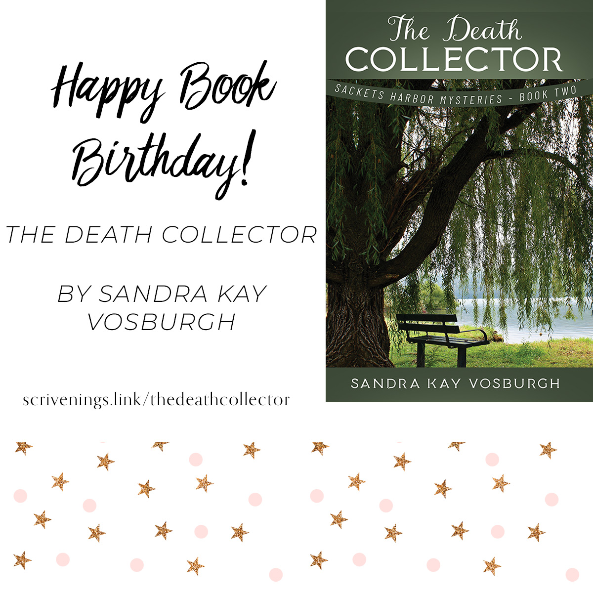 ScriveningsLLC's tweet photo. Happy Book Birthday to Sandra Kay Vosburgh upon the release of The Death Collector, winner of the Scrivenings Press 2021 #GetPubbed contest!

https://t.co/HWJN2zopR4

Available in paperback, #Kindle, and #KindleUnlimited 

#cozymystery #newrelease #KU #cleanfiction https://t.co/Lm17FSytKt