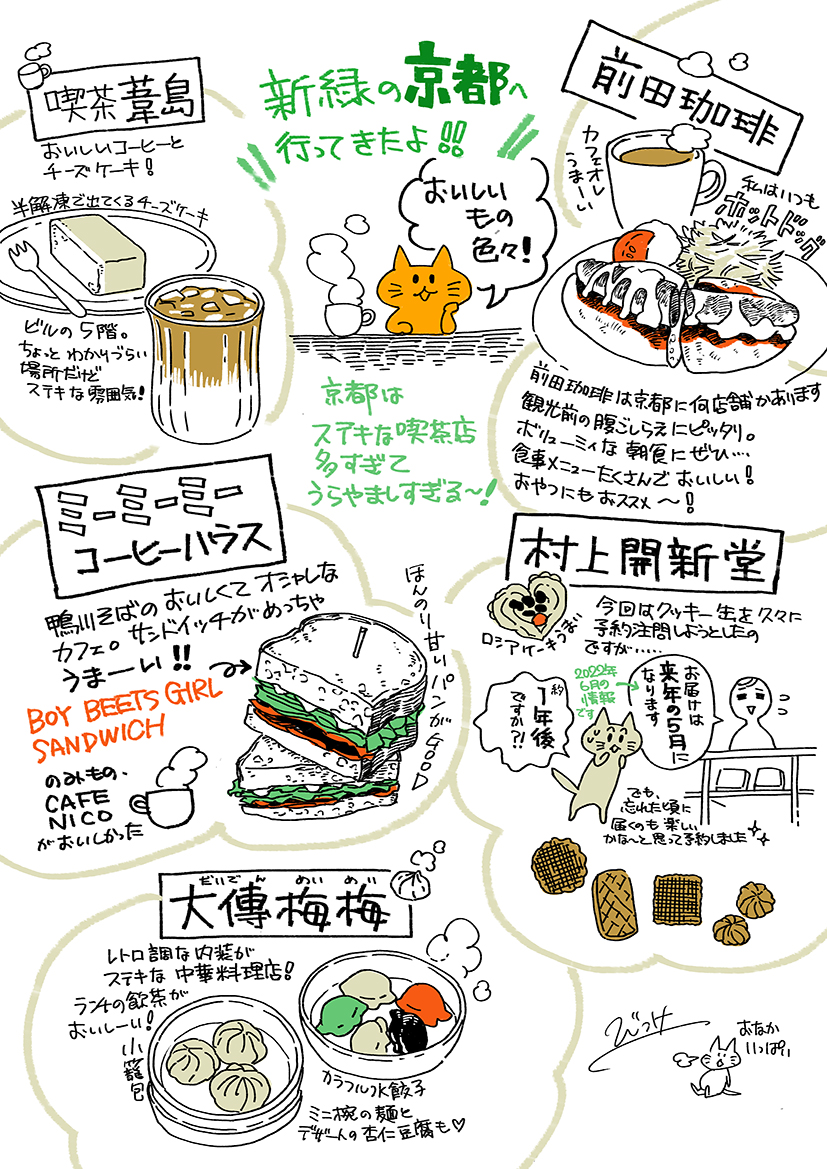 【2022年京都旅行記】
おいしいもの編

2022年6月の京都旅行覚書です。
行ってきた喫茶カフェおいしいものなどについてごちゃごちゃと描いてみました。
行ってみたいカフェたくさんあったのに殆ど消化できなかったのがくやしい! 