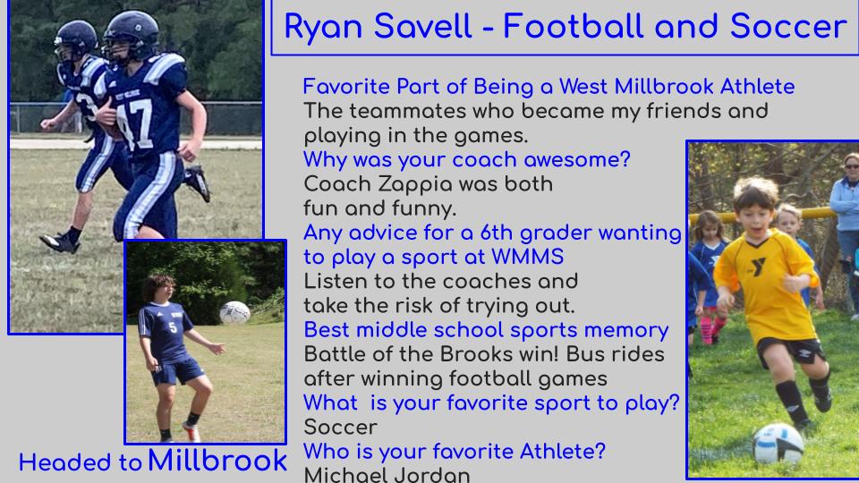 West Millbrook Athletics (@wmmmswildcats) on Twitter photo This 8th grader is dedicated to his teams and always has a good attitude. He was a manager for basketball and soccer in 6th. Outside of school he also plays lacrosse. He loved playing for West and can't wait to play for <a href="/MillbrookSports/">Millbrook Athletics</a>. West Millbrook appreciates Ryan! This 8th grader is dedicated to his teams and always has a good attitude. He was a manager for basketball and soccer in 6th. Outside of school he also plays lacrosse. He loved playing for West and can't wait to play for <a href="/MillbrookSports/">Millbrook Athletics</a>. West Millbrook appreciates Ryan!