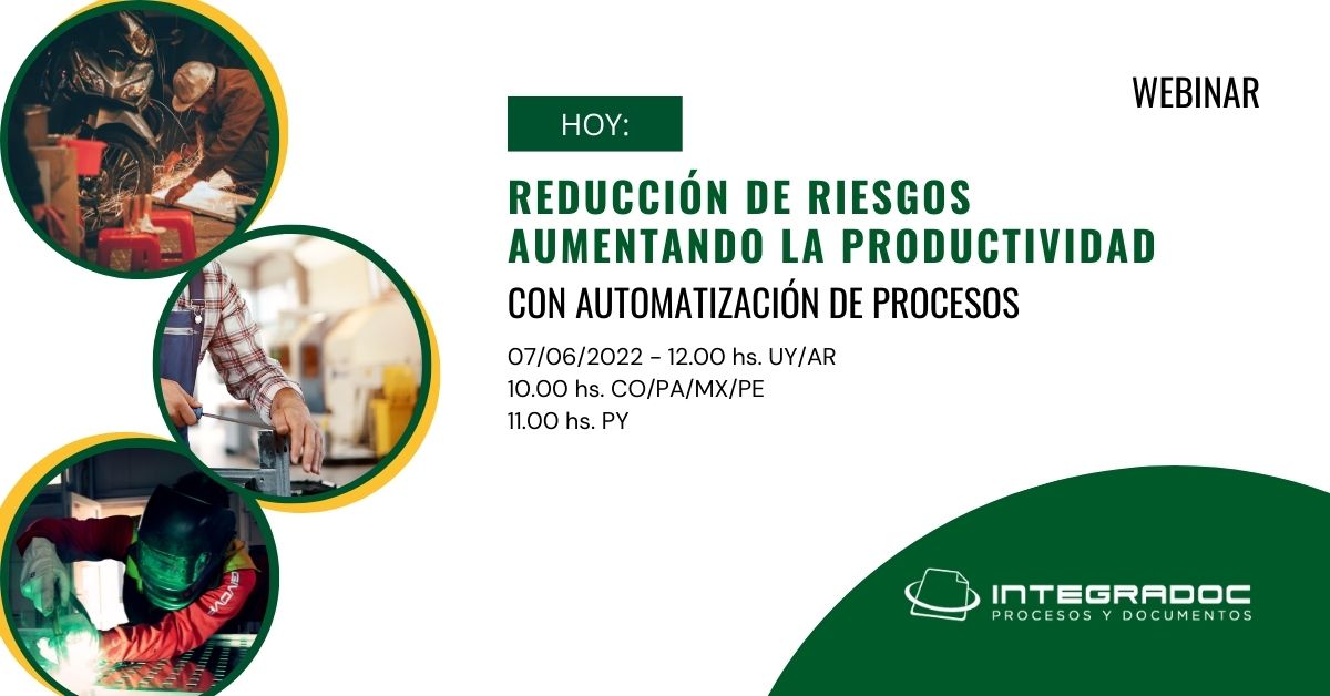 INTEGRADOC (@integradoc) on Twitter photo HOY: Webinar sobre Industria y Logística.
Los participantes podrán realizar una prueba de concepto libre de costo con INTEGRADOC, acompañado de una consultoría por parte de uno de nuestros especialistas. Se sortearán 2 certificaciones, valor 250 USD.
Aquí: bit.ly/3LOi4YF HOY: Webinar sobre Industria y Logística.
Los participantes podrán realizar una prueba de concepto libre de costo con INTEGRADOC, acompañado de una consultoría por parte de uno de nuestros especialistas. Se sortearán 2 certificaciones, valor 250 USD.
Aquí: bit.ly/3LOi4YF
