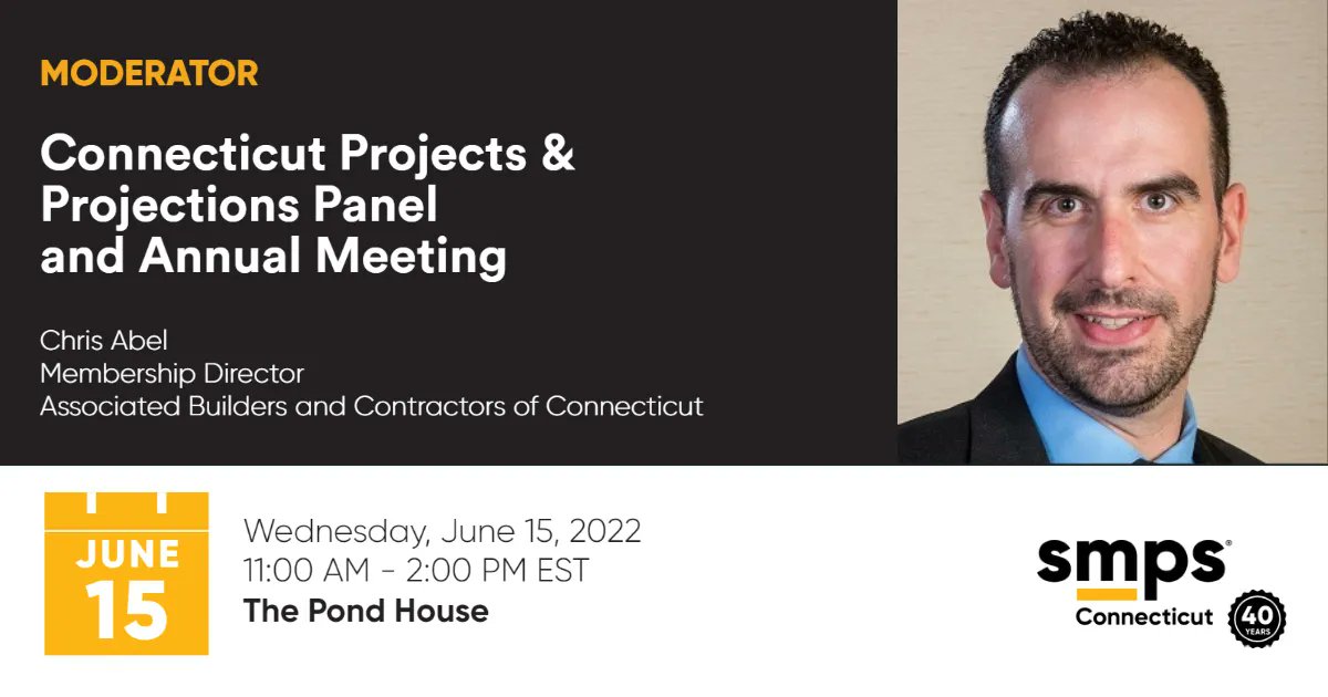 smpsct's tweet photo. Meet the moderator of SMPS Connecticut's upcoming program - Connecticut Projects &amp; Projections and Annual Meeting!

Chris Abel | Membership Director, Associated Builders and Contractors of Connecticut! https://t.co/dDjBmJbyBv