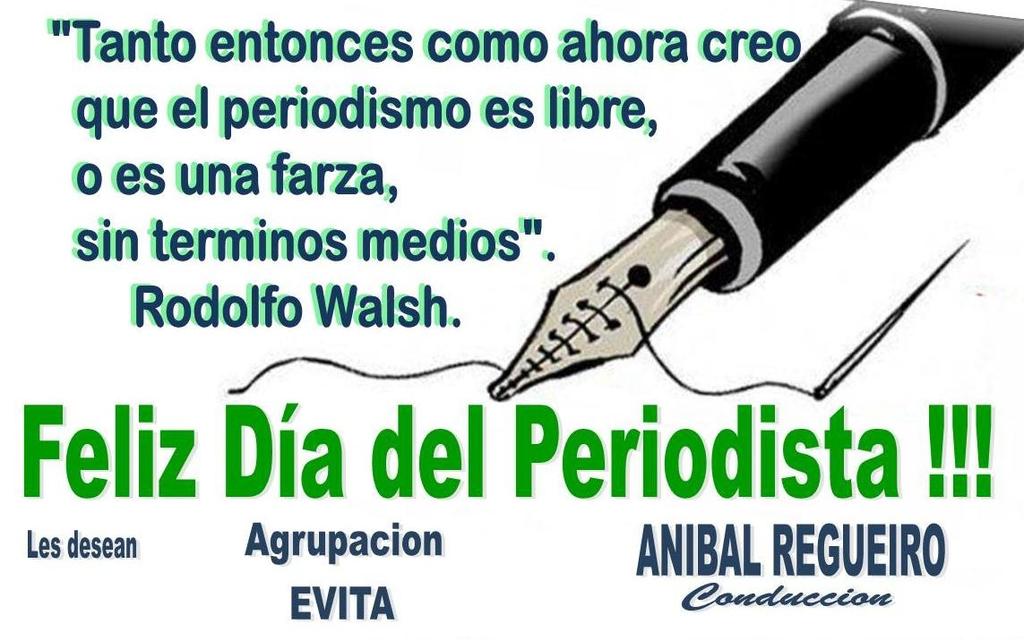 AnibalRegueiro's tweet photo. FELIZ DIA y gracias por ser quienes garantizan que la verdad se escuche o se vea!!! 
Una profesión con sacrificios, pero tbien con muchas satisfacciones de saber que se informa y se comunica LIBREMENTE!!!#AntiFakeNews https://t.co/iQgdailOgL