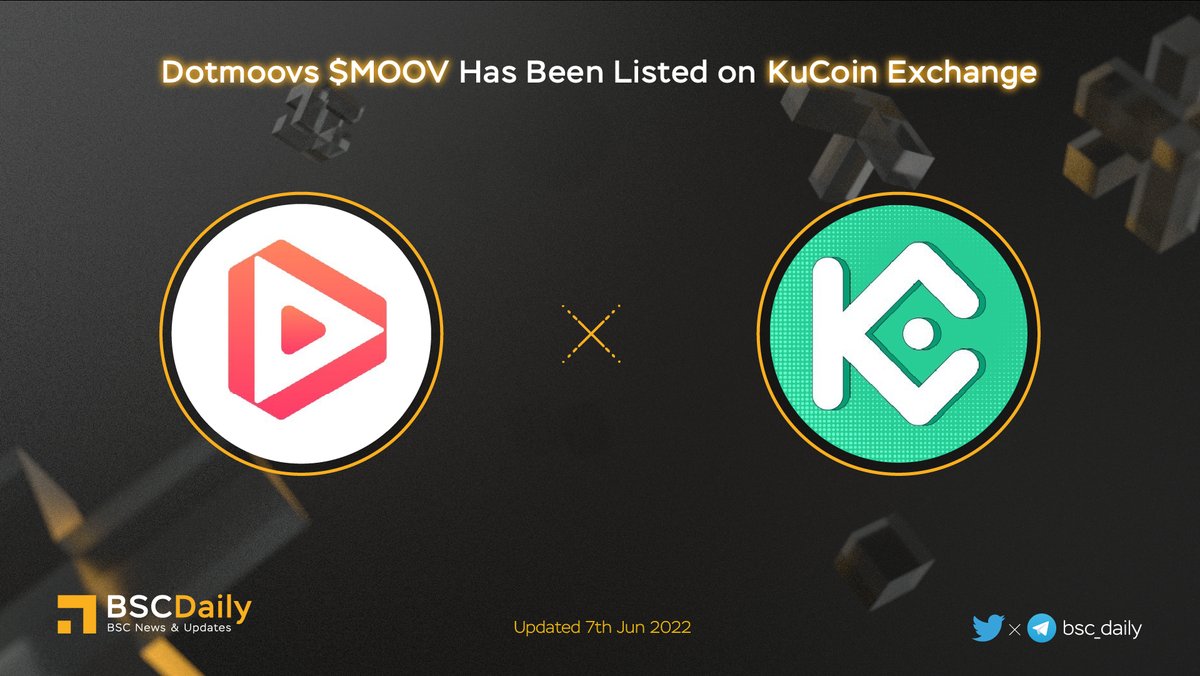 bsc_daily's tweet photo. 🎉 @dotmoovs Has Been Listed on @kucoincom 😍
🔹Pair: MOOV/USDT
🔹Deposit: now open (network: BEP20)
🔹Trading: 10:00 AM on June 7, 2022 (UTC)
#Dotmoovs is a #move2earn app with social-fi and #Metaverse sports games🚀
#BSC #BNB #BINANCE #MOOVS 💪 https://t.co/rlLBsp8Evx