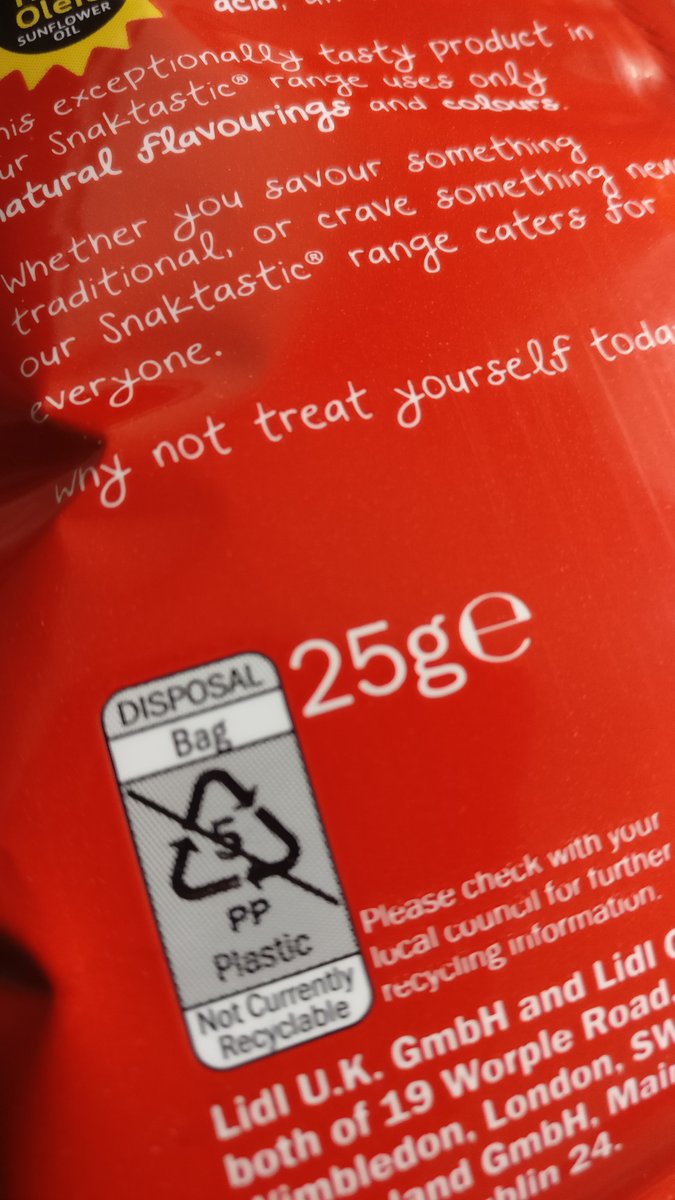 anewethics's tweet photo. 'Snaktastic' treat for us, diabolical packaging for the planet. Why not recyclable? @LidlGB #notyetrecycled https://t.co/6WtjPN7Fp6