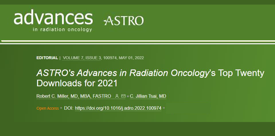 WashUMedRadOnc's tweet photo. In @ASTRO_org's Advances in Radiation Oncology’s Top 20 Downloads for 2021, members of our team have THREE of the top 20 studies!
Wow! ☢️#6 #13 #16
#SBRT #PancreaticCancer #MRguided #breastcancer 
https://t.co/Xn24CEkEJM https://t.co/fTHhiE0MVI