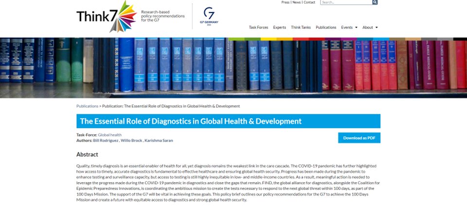 FINDdx's tweet photo. Quality, timely diagnosis is an essential enabler of #HealthForAll. Read our policy recommendations for the @G7 to create a future with equitable access to diagnostics &amp; strong global health security.
https://t.co/PE5OcKcc2D
@BillRodriguezID @WilloBrock @KarSar13 #100DaysMission https://t.co/L6JzDV94zO