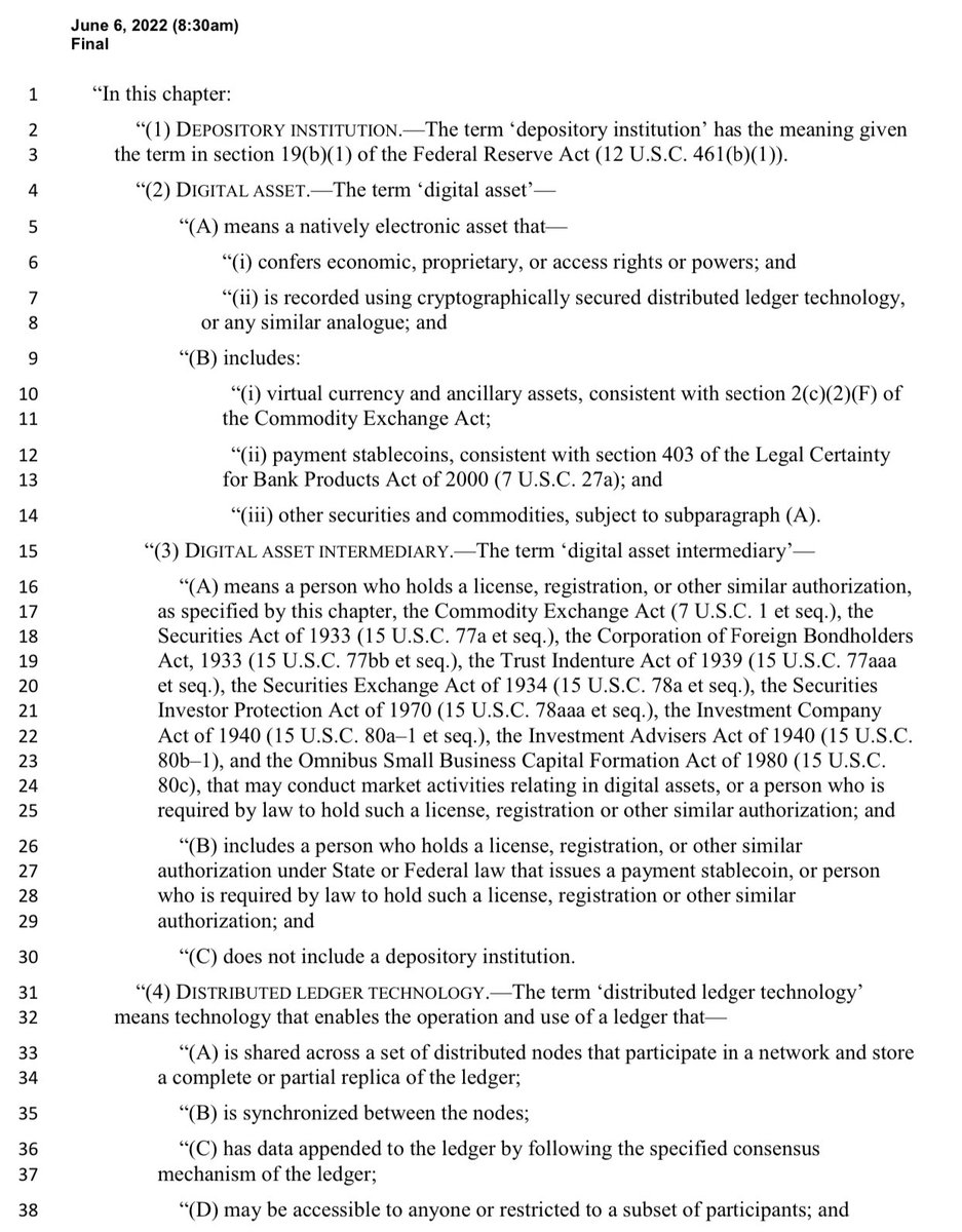 The bi-partisan #Bitcoin and digital asset bill dropped today and it is packed with many of the items this industry needs. 

<a href="/SenLummis/">Senator Cynthia Lummis</a> and <a href="/SenGillibrand/">Kirsten Gillibrand</a> thank you for your leadership.