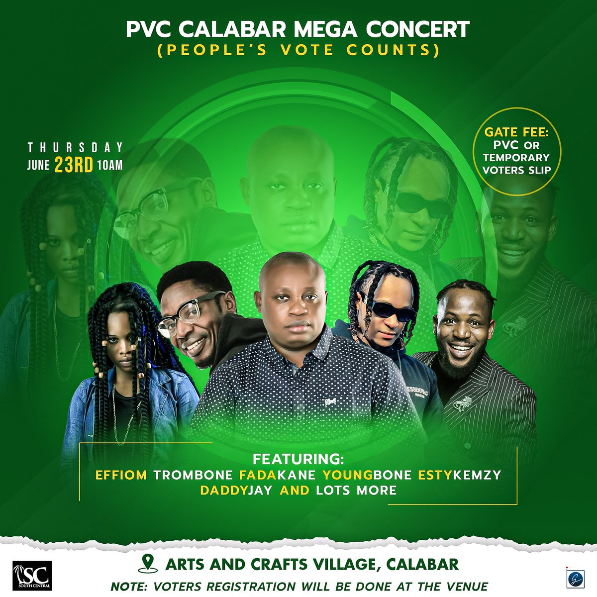 Eyencalabar1's tweet photo. PVC CALABAR MEGA CONCERT
(People's Vote Counts) 

Voters registration will be done at the venue.

Plan to attend. https://t.co/EkNSW1uFQg