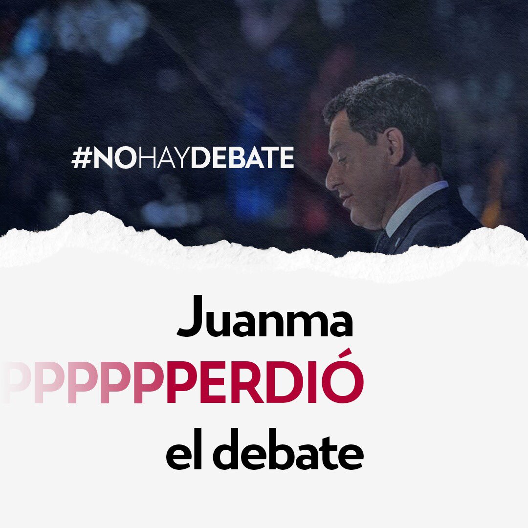 LiamLorite's tweet photo. Si los medios al servicio de la ultraderecha que todos los días alaban al impresentable #JuanmaMoreno dicen que no hubo ganador del #DebateRTVE, significa que lo ganó @_JuanEspadas 

#VotaPSOE
#JuanmaPierde
#GanaJuanEspadas 
#SiVotamosGanamos https://t.co/wrVh1CbxJ2