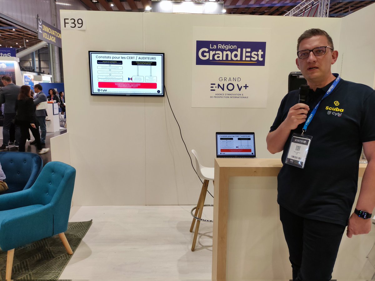 Premier créneau de démo de notre outil Scuba sur le stand de la région Grand Est, n'hésitez pas à venir nous voir sur le stand ou mercredi 08/06 à 9h pour notre démonstration suivante ! <a href="/CYBI_CYBER/">Cybi</a> <a href="/labo_Loria/">Loria</a>