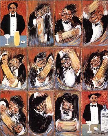 Carzonfye's tweet image. All the AI generated pics rn kinda remind me of The Making of the Perfect Martini by Guy Buffet