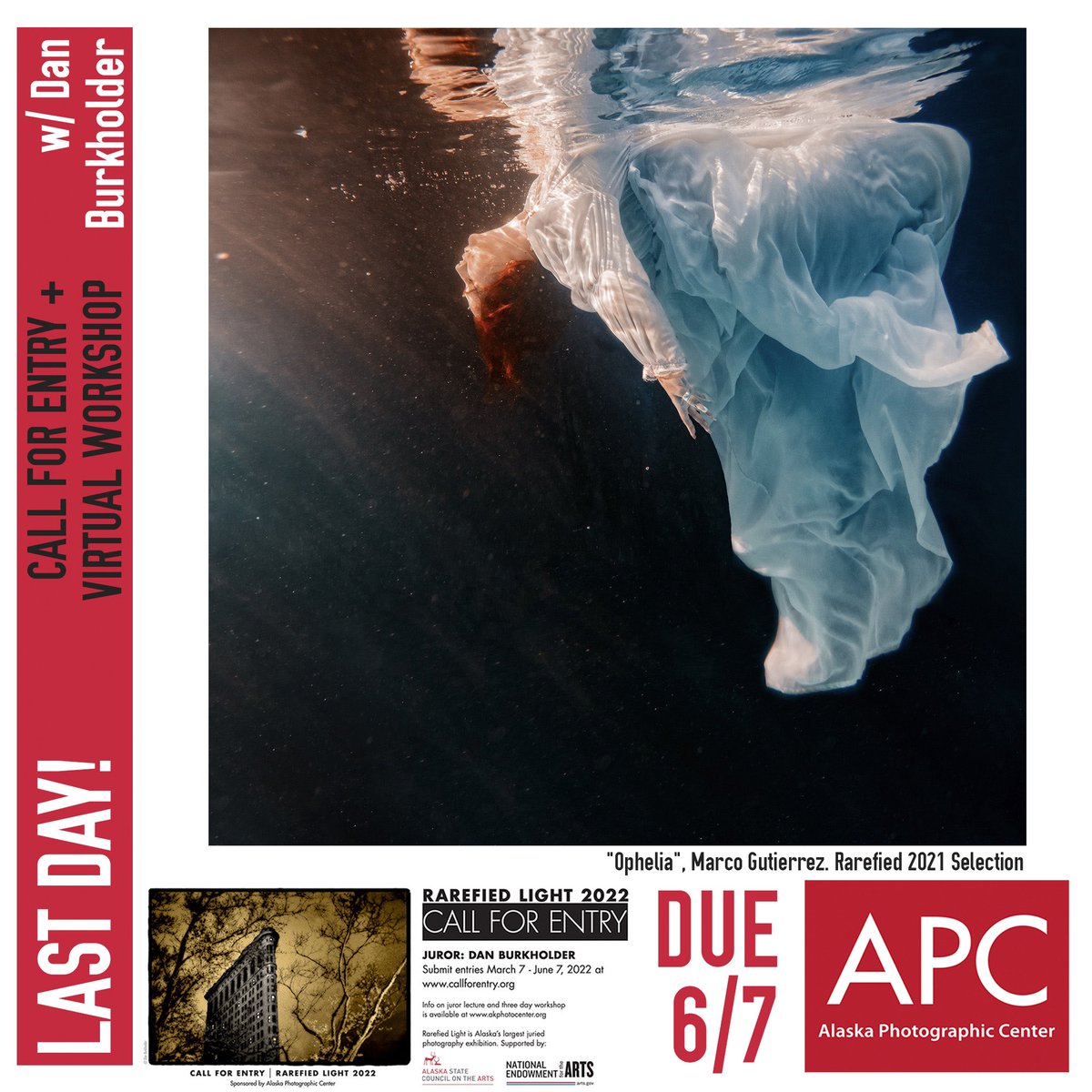 akphotocenter's tweet photo. The call for Rarefied Light 2022 is due today!
https://t.co/xzuzswy9Uj
Today we're sharing a piece by Marco Gutierrez - a Rarefied 2021 selection!
#callforentry #rarefiedlight #alaskaartist #callforart #artistopportunity #photography #photoart #alaska #photo #exhibition https://t.co/3DIVDTT691
