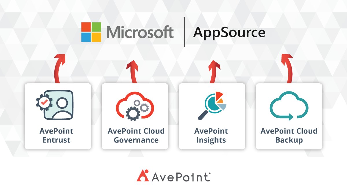 AvePoint has announced the availability of 4 new solutions on <a href="/Microsoft/">Microsoft</a> AppSource - AvePoint Entrust, Cloud Governance, Insights &amp; Cloud Backup. These will allow businesses to secure &amp; manage their digital collaboration data in an easier way. Read more: avpt.co/3MoO860.