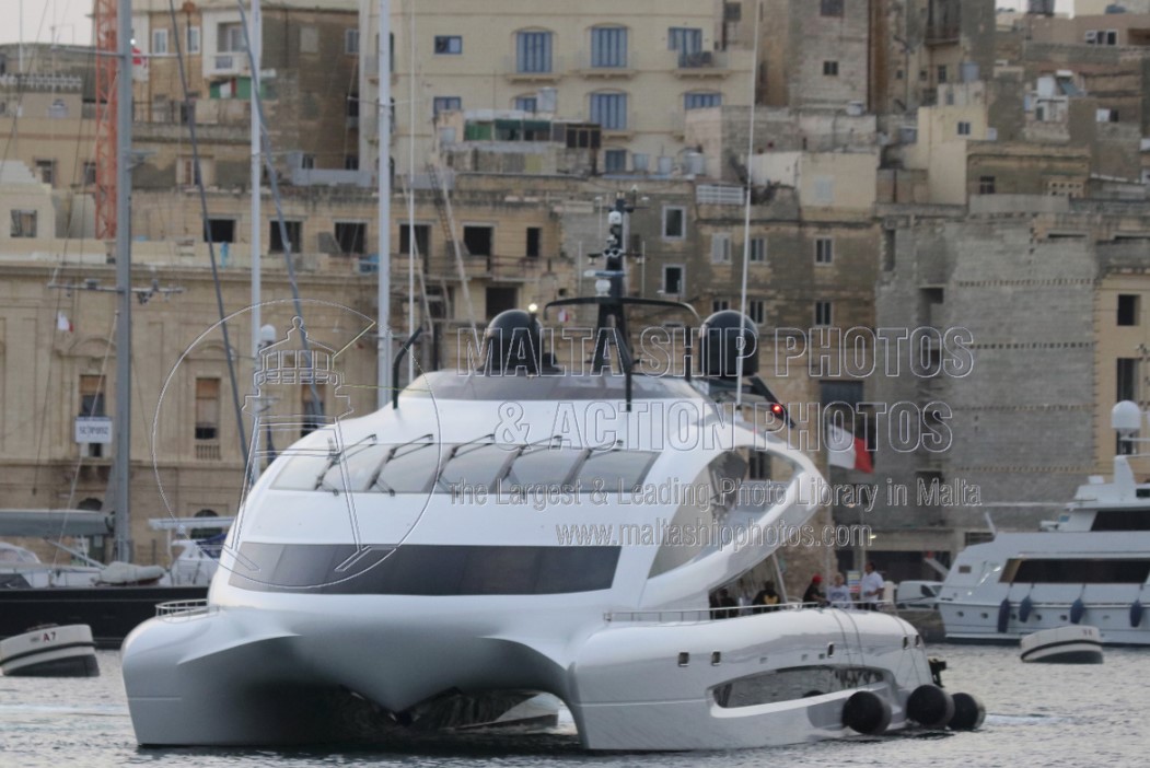 Shipguru's tweet photo. #2019built #catamaranhull  #motoryacht #ROYAL_FALCON_ONE #leaving #GrandHarbourMarina (#GHM), #Malta - 07.06.2022 -www.maltashipphotos.com - NO PHOTOS can be used or manipulated without our permission @YachtspotterCom @sytmerijn @boatint @ybw @GrandHMarina @incatcrowther https://t.co/xAh7hKSoMO
