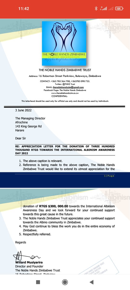 We're proud to associate with our friends at <a href="/TNHZ_Trust/">The Noble Hands Zimbabwe Trust</a> to raise awareness on, and support people living with, albinism. We recently assisted with funds towards hosting of #albinismday commemorations to be held in Gweru. See you there!
@tee_marve <a href="/Tanaka_Shumba84/">Tanaka Shumba</a> <a href="/leit1118/">LEO</a>