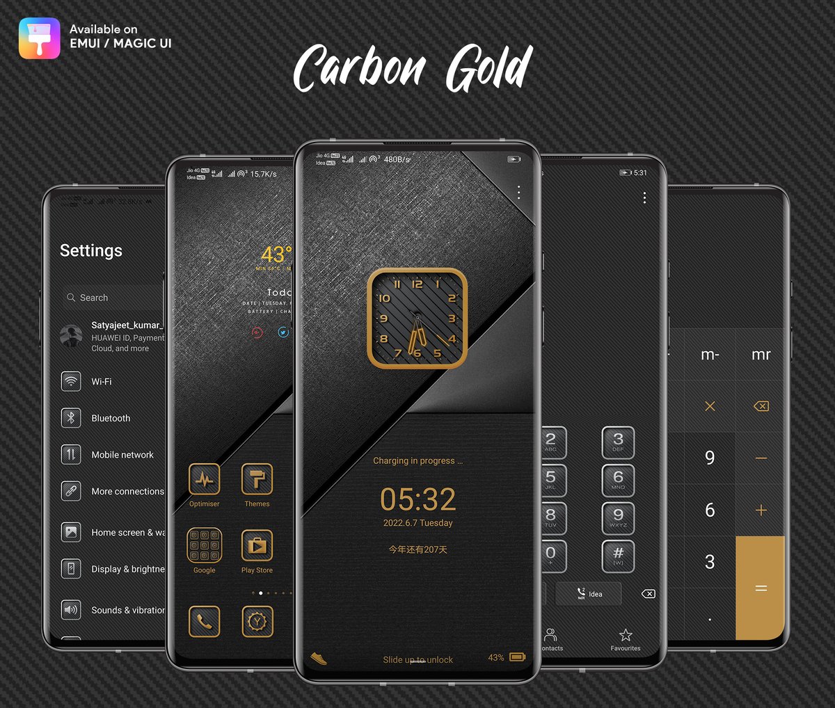 emui_themes's tweet photo. Carbon Gold EMUI 11/10 | Magic Ui 3/4/5 | Harmony OS Theme 🥰🥰

😍😍 Get It Now 😍😍

Download Theme - https://t.co/JHF4lCnnJp

#emui #HarmonyOS #emuithemes #magicuithemes #honorthemes #huaweithemes #emui10themes #magicui4themes #emui11 https://t.co/8XkkzNjoZm
