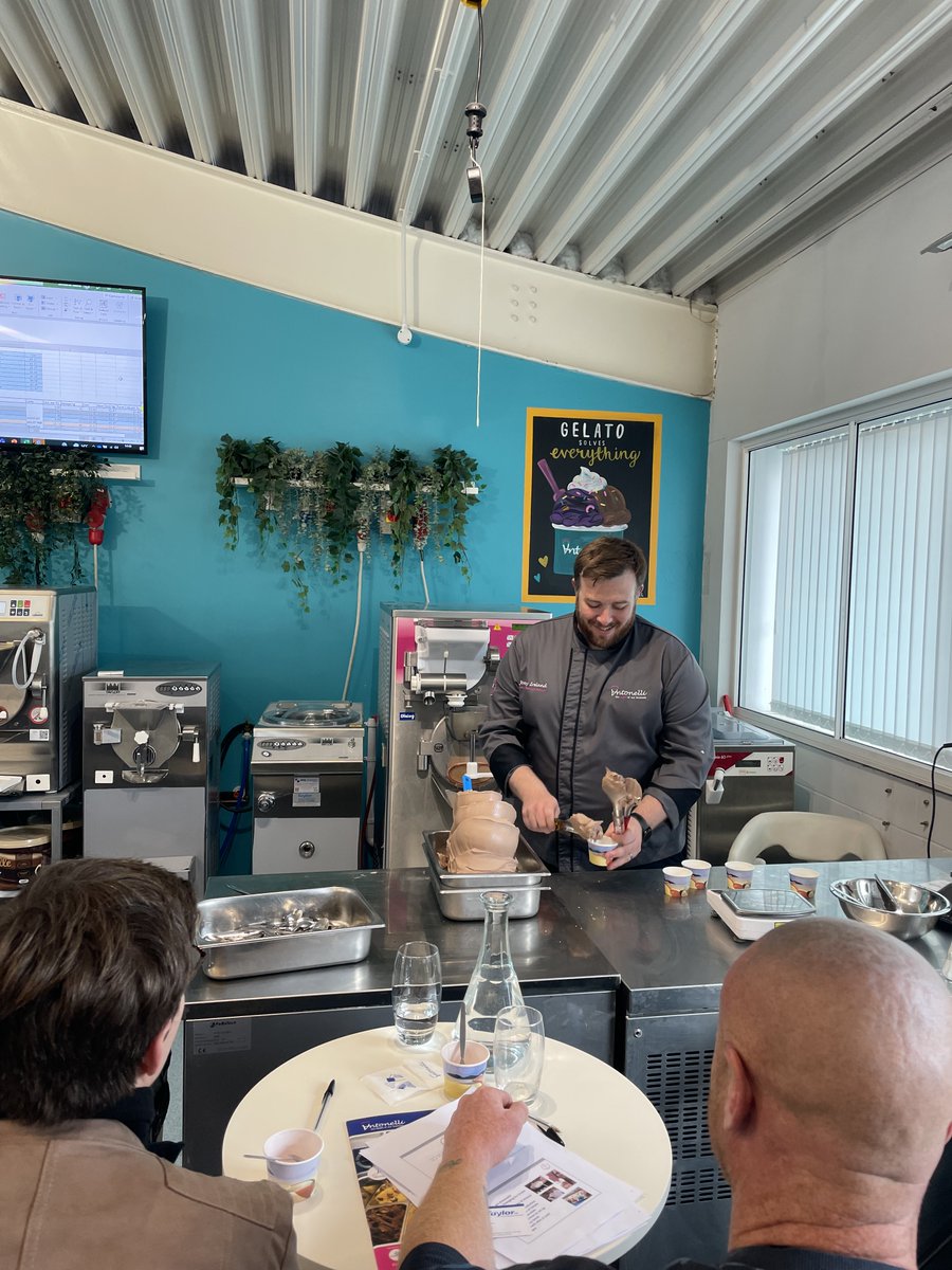 EntyceCreative's tweet photo. In the interest of fully immersing ourselves in our client's business, Hannah and Emily attended one of @AntonelliBakery's famous gelato making courses yesterday. It's safe to say we now know some of the flavours so much better! 🤣🍦
#BestJobInTheWorld #GelatoMaking https://t.co/AaHHPoRQsA